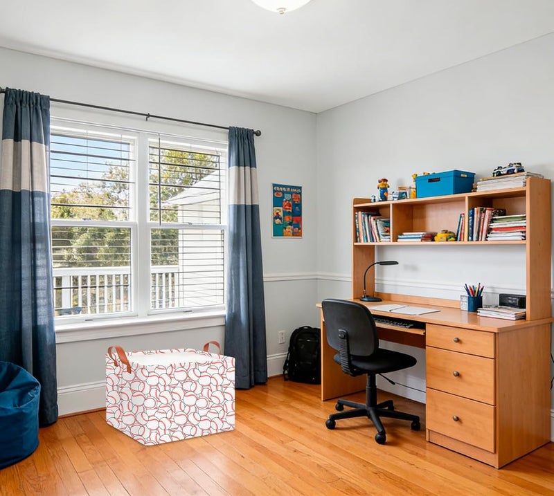 CLOCOR Rectangular Storage Basket Empty,Gift Basket,Waterproof Storage Bin with Handles,Room Decor(Stacked Baseball) - Image 3